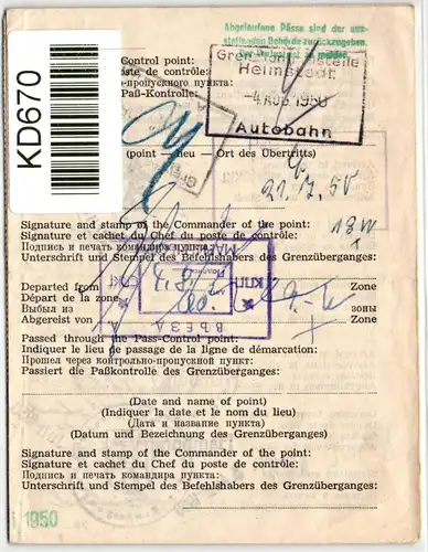 Berlin als Ganzsache Interzonen Pass Berlin #KD670