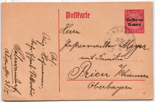 Bayern P 104 als Ganzsache gelaufen #KD794