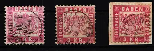 Baden 24 gestempelt 3 Stück #KD765