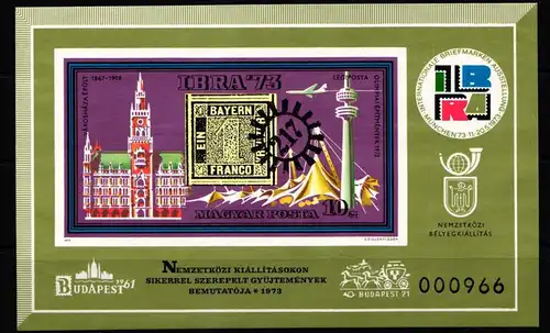 Ungarn Block 97BI postfrisch Olympische Spiele, IBRA 73 #JY210