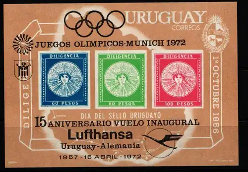 Uruguay Block 15 postfrisch Olympische Spiele #JY211