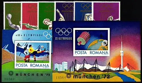 Rumänien 3035-3040 und Block 97-98 postfrisch Olympische Spiele #JY205