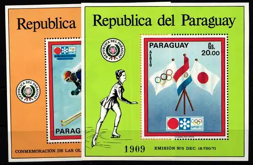 Paraguay Block 177-178 postfrisch Olympische Spiele #JY218