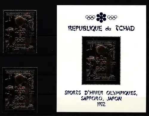 Tschad 413A, 413B und Block 22 postfrisch Olympische Spiele #JY275