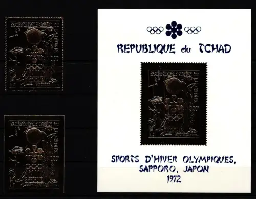 Tschad 413A, 413B und Block 22 postfrisch Olympische Spiele #JY275