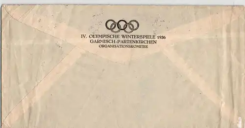 Deutsches Reich 519 auf Brief Winter-Olympiade #JX429