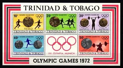 Trinidad & Tobago Block 5 postfrisch Olympische Spiele #KA659