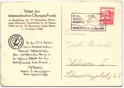 Österreich 568 auf Postkarte Olympiade #JX502
