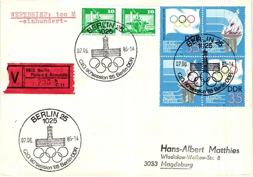 DDR Lot Olympiade auf Brief #JX507