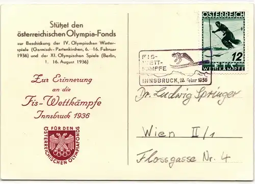 Österreich 623 auf Postkarte Olympiade #JX503