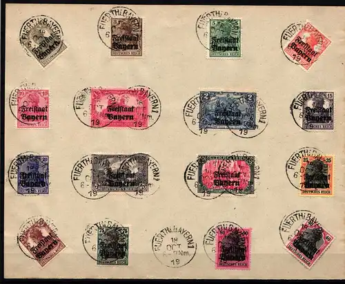 Bayern 136-151 gestempelt auf Stempelblatt #KF467