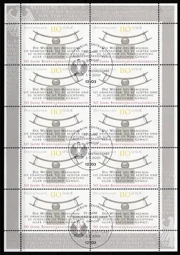 BRD Bund 2214 gestempelt 10er Bogen #KF509