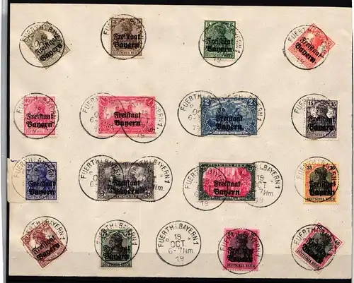 Bayern 136-151 gestempelt auf Stempelblatt #KF466