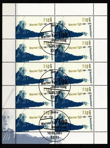 BRD Bund 2186 gestempelt 10er Bogen #KF498