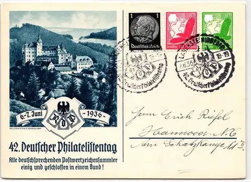 Deutsches Reich PP 142, C 3-03 als Ganzsache gelaufen mit Zusatzfrankatur #KD189