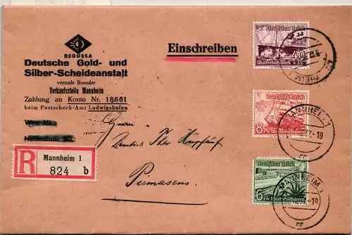 Deutsches Reich 659 u.a. auf Brief als Mischfrankatur portogerecht #KF908