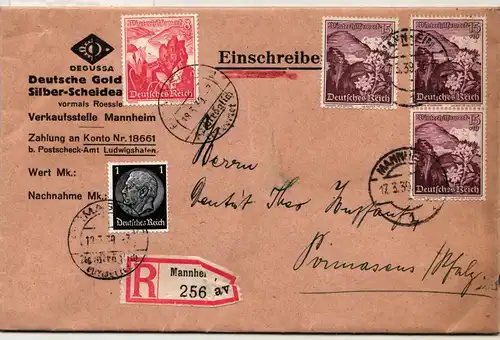 Deutsches Reich 681 u.a. auf Brief als Mischfrankatur portogerecht #KF911