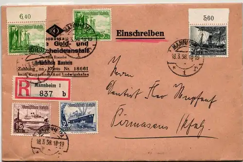 Deutsches Reich 657 u.a. auf Brief als Mischfrankatur portogerecht #KF912