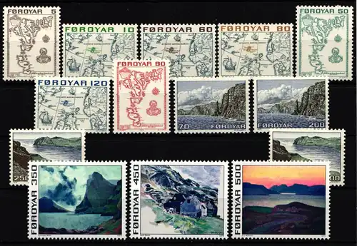 Dänemark Färöer Jahrgang 1975 mit 7-20 postfrisch #KG518