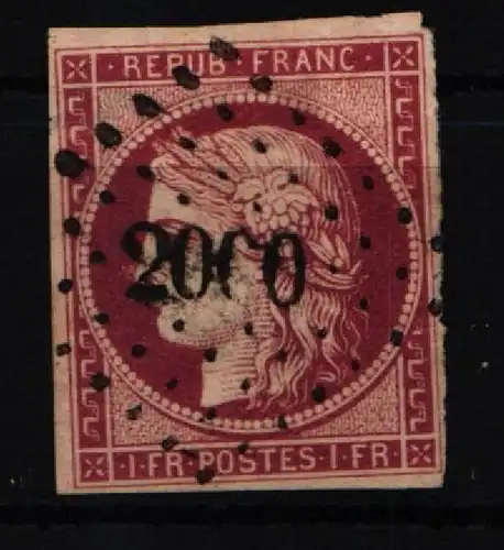 Frankreich 7 gestempelt Mängel, dünne Stelle #KH045