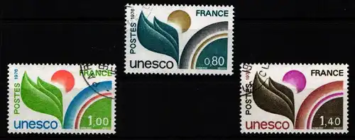 Frankreich Dienstmarken Unesco 16-18 gestempelt #KI067