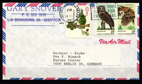 USA 1358-1359 gestempelt auf Brief, Eulen #KJ827