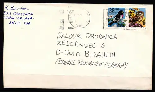 USA 1980-1981 gestempelt als Brief, Eulen #KJ829