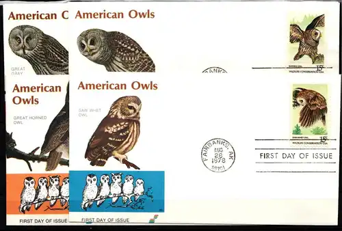 USA 1358-1361 gestempelt als FDC auf vier Briefen #KJ813