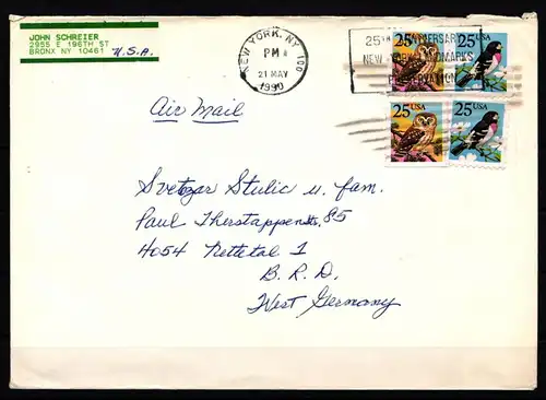 USA 1980-1981 gestempelt als Brief, Eulen #KJ830