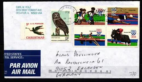 USA 1398-1401 gestempelt als FDC, Eulen #KJ818