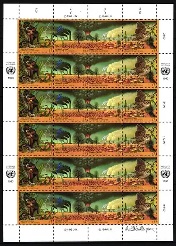 Vereinte Nationen Wien 156-159 postfrisch als Kleinbogen, Eulen #KJ837