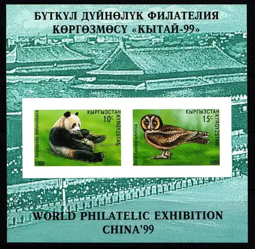 Kirgisien Block 20 B postfrisch Eulen #KJ880