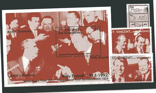 St. Vincent Gr 2450-2451, Block 283 postfrisch Nobelpreis #HX297