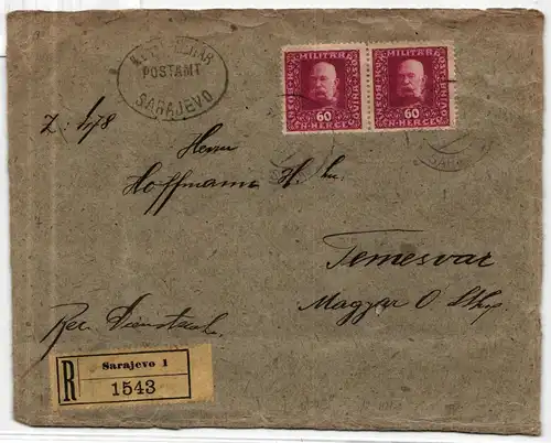 Österreich Bosnien Herzegowina 78 auf Brief als Mehrfachfrankatur #KI301