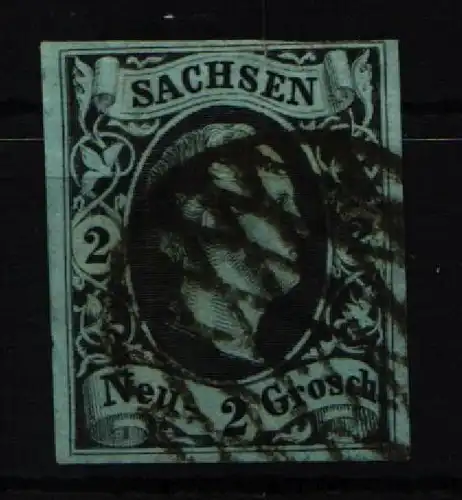 Sachsen 5 gestempelt oben Lupenschnitt sonst breitrandig #KI341