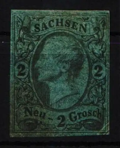 Sachsen 10 mit Falz Verfärbung unten links #KI351