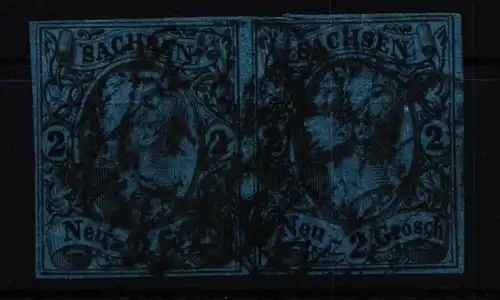 Sachsen 10 gestempelt waagerechtes Paar, leichte Mängel #KI377