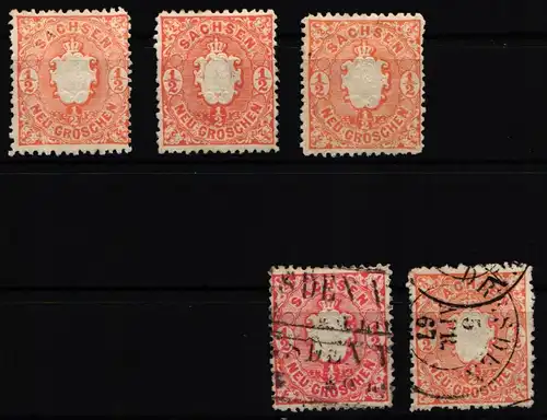 Sachsen 15 mit Falz und gestempelt Farbnuancen #KI389