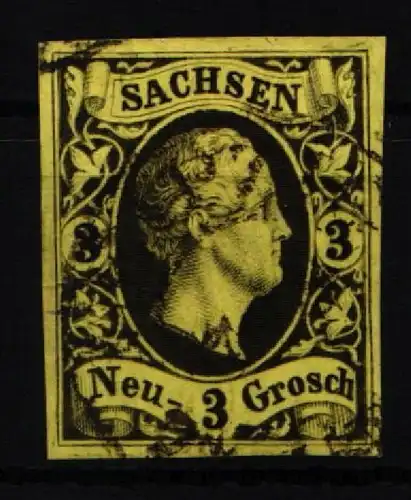 Sachsen 5 gestempelt oben Lupenschnitt, ansonsten breitrandig #KI340