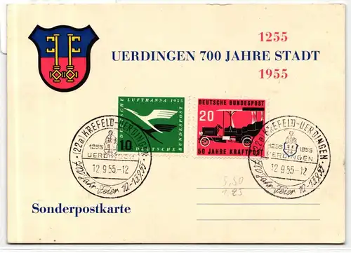 BRD Bund 211 u.a. auf Ausstellungskarte 700 Jahre Stadt Uerdingen #KI330