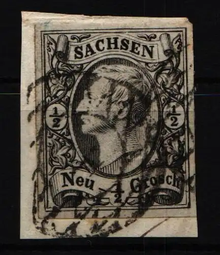 Sachsen 8 gestempelt gut geschnitten auf Briefstück #KI385