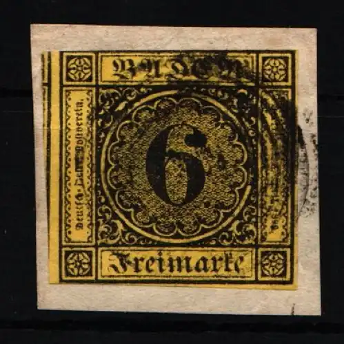 Baden 7 gestempelt gut geschnitten auf Briefstück #KI398