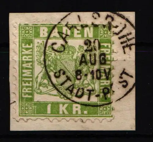 Baden 23 gestempelt Stadt Post Karlsruhe #KI537