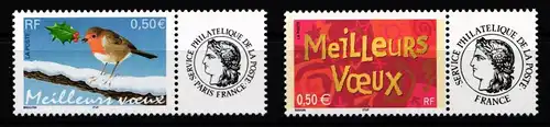 Frankreich 3763-3764 II x ZF postfrisch Offsetdruck mit Zierfeld #KI591