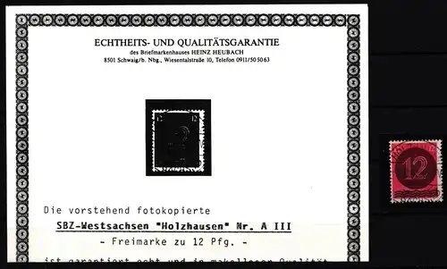 SBZ A III gestempelt Echtheitsgarantie #KL122