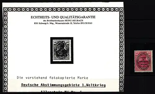 Deutsche Abstimmungsgebiete Allenstein I postfrisch Echtheitsgarantie #KL121