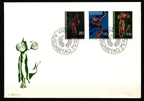 Liechtenstein 567-569 gestempelt als FDC, Eulen #KJ228