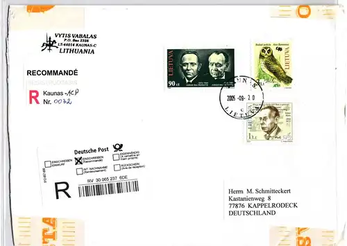Litauen 858 gestempelt auf Brief, Eulen #KJ236