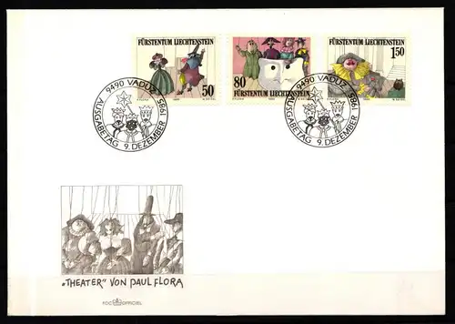 Liechtenstein 887-889 gestempelt als FDC, Eulen #KJ230