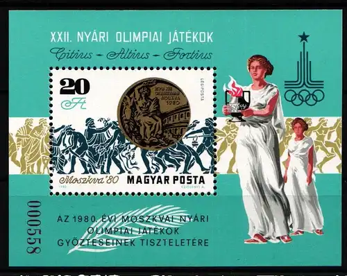 Ungarn Block 145 I postfrisch Olympiade Moskau #JV164